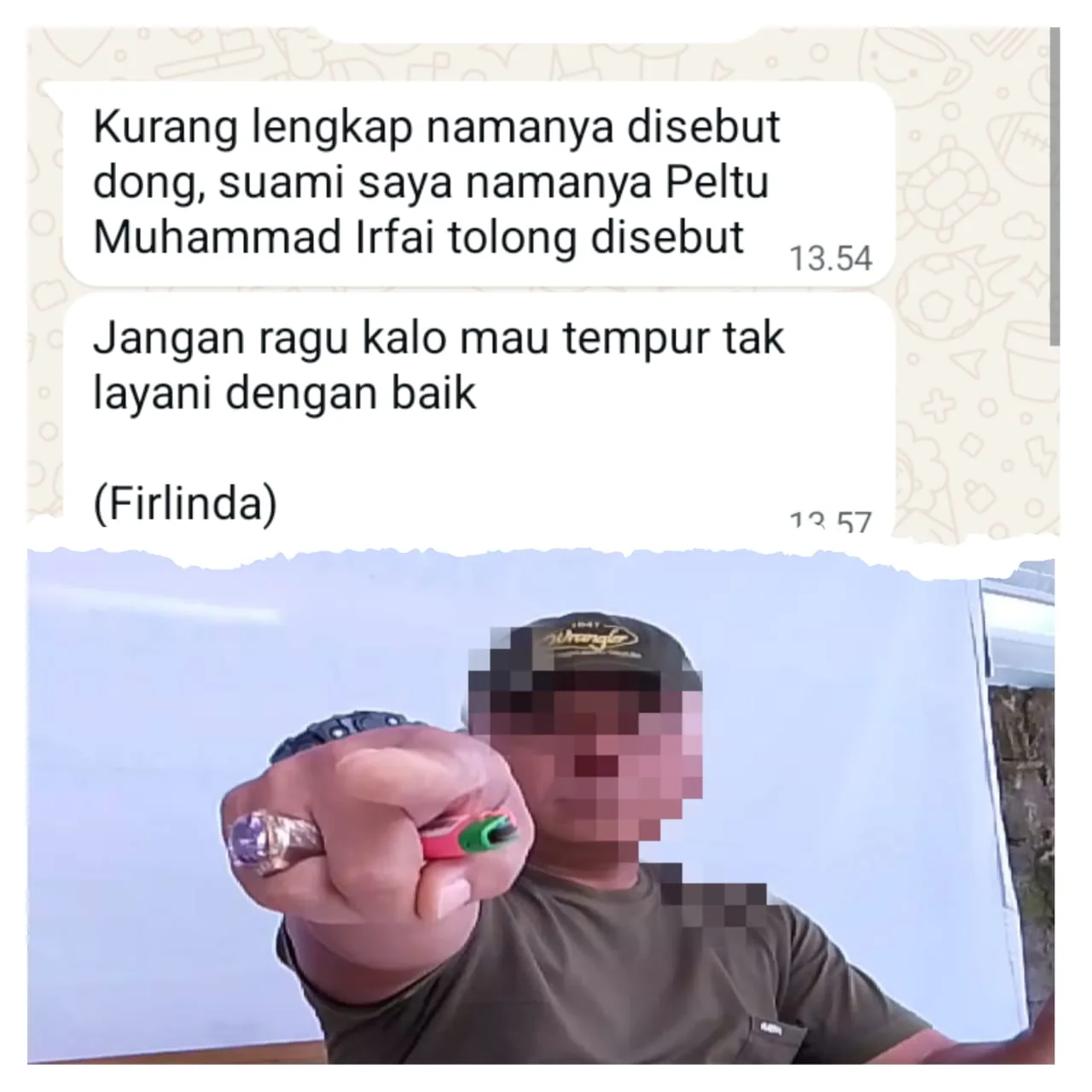 TERUNGKAP, OKNUM PERAMPAS HP WARTAWAN DI SPPG 02 GISTING ADALAH PELTU MUHAMMAD IRFAI. ISTRI TANTANG “TEMPUR” LEWAT WA