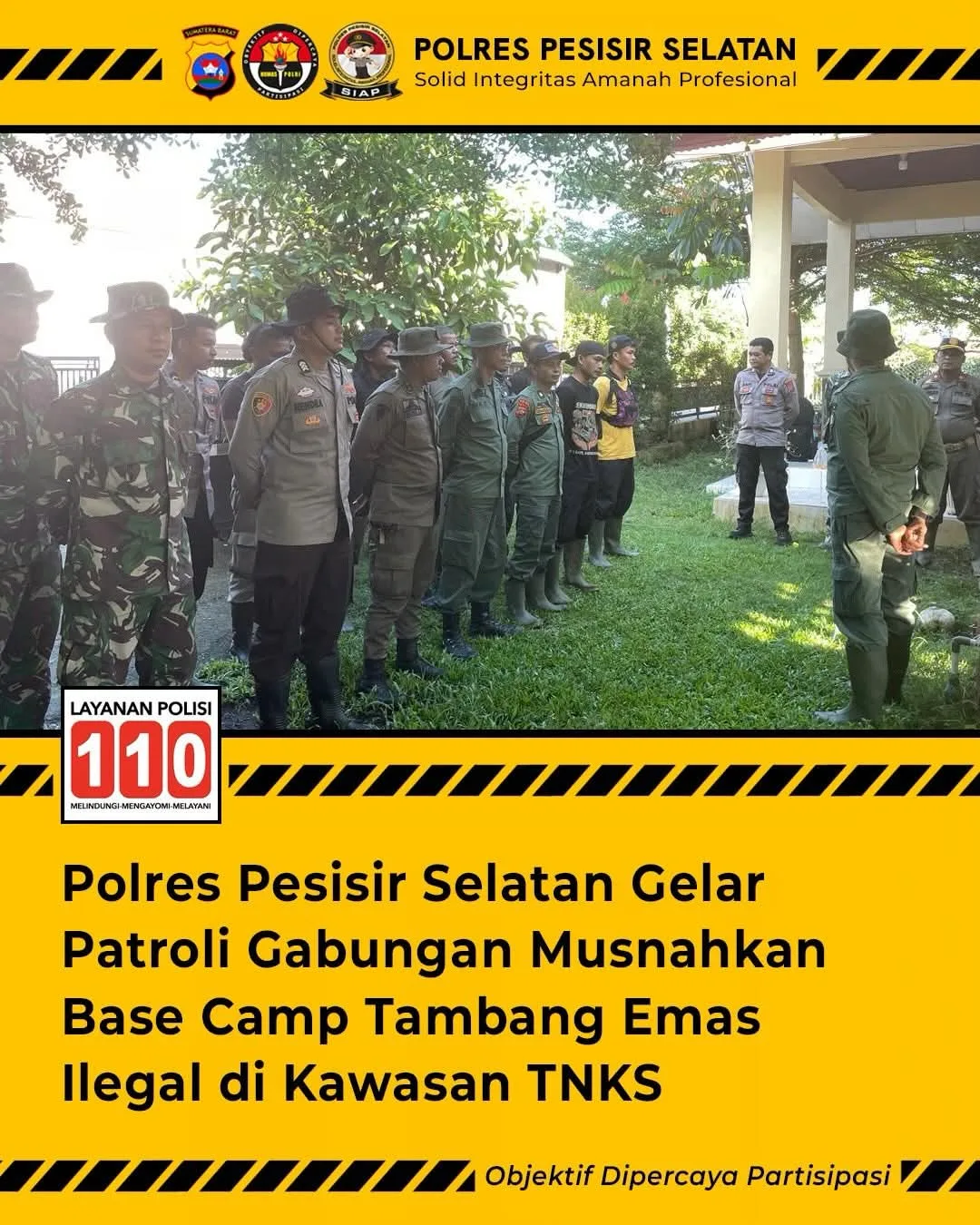 Berantas Aktivitas PETI: Polres Pesisir Selatan Laksanakan Patroli Gabungan Musnahkan Base Camp Tambang Emas Ilegal di Kawasan TNKS