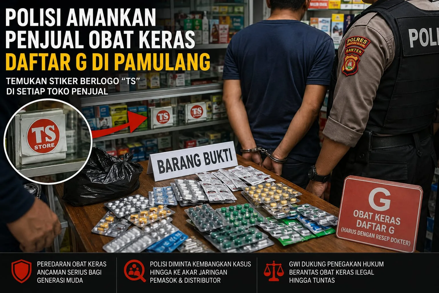 Gabungan Media dan Organisasi Pers GWI (Gabungnya Wartawan Indonesia) Desak Polisi Usut Tuntas Jaringan Peredaran Obat Keras Daftar G di Pamulang