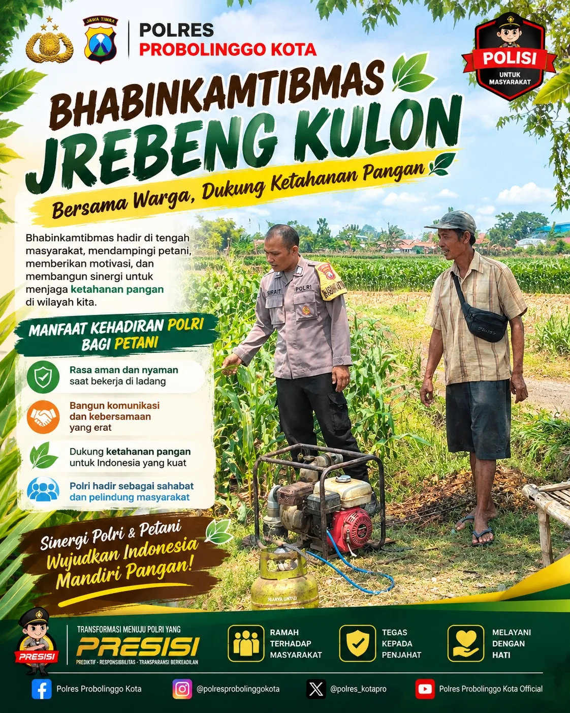 Polisi Sambangi Petani Jrebeng Kulon Probolinggo, Dorong Ketahanan Pangan