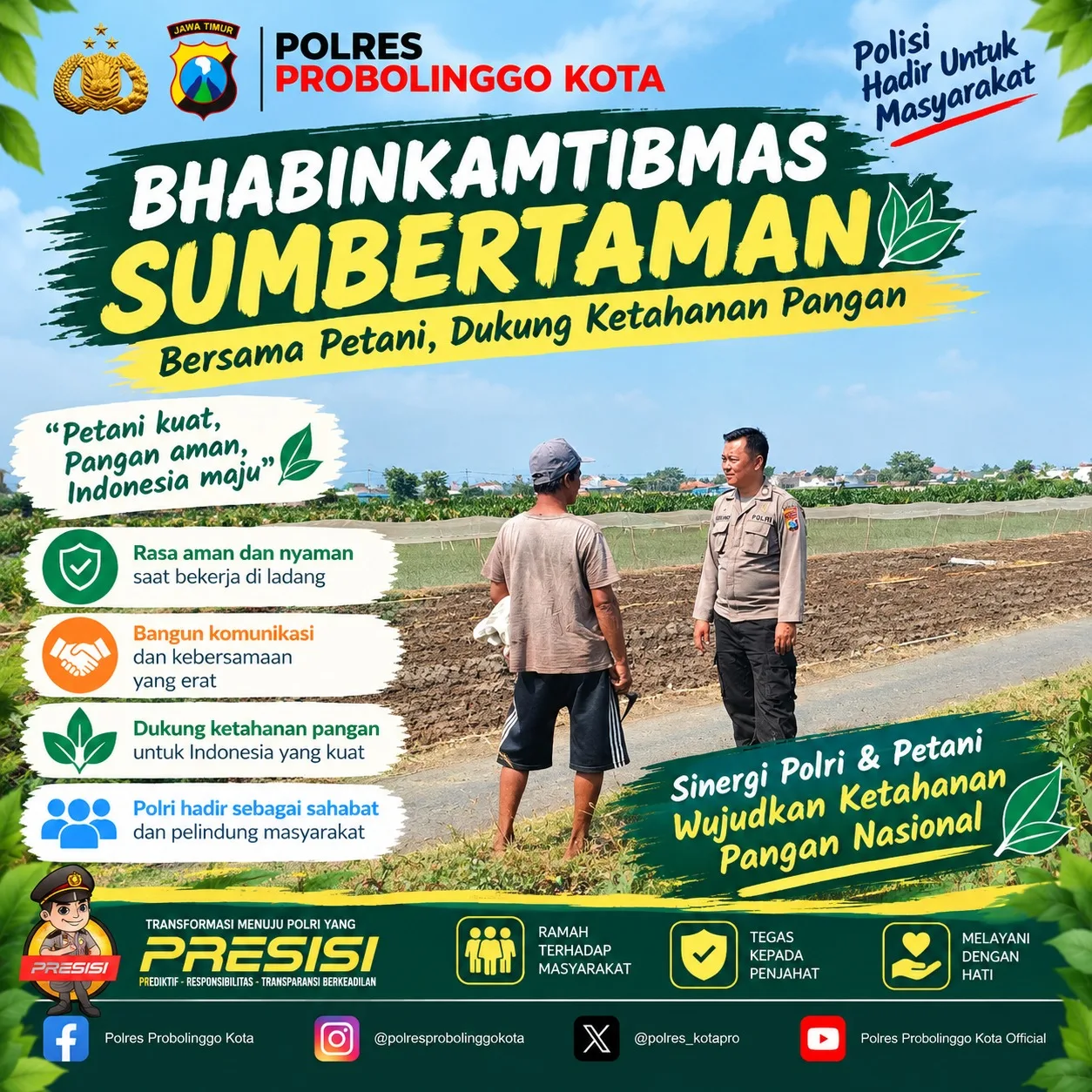 Polisi Sambangi Petani di Sumbertaman Probolinggo, Bahas Ketahanan Pangan